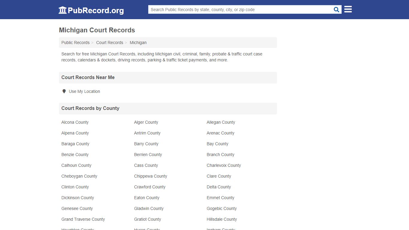 Free Michigan Court Records - PubRecord.org
